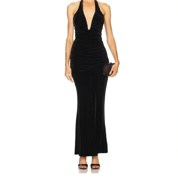 bardot black velvet dress BARDOT VELVET DRESS Black / S